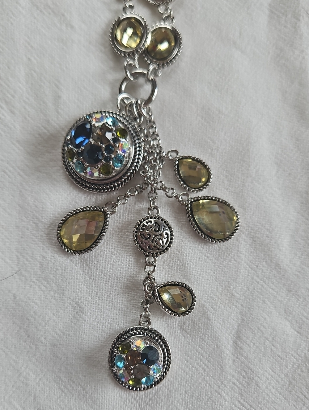 Silver-Tone and Multicolor Pendant Necklace Changeable Charms